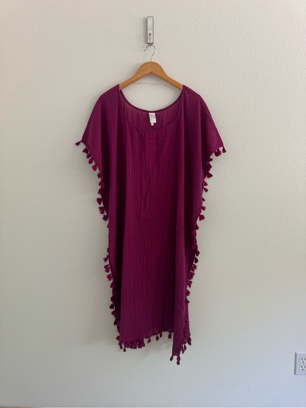 One Size Seafolly Magenta Tassel-Trim Kaftan